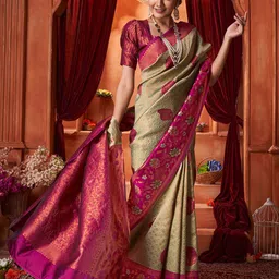 Areca Designer Woven Design Zari  Banarasi Saree-image-8