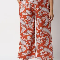 20Dresses Women Rust Floral Printed Flared High-Rise Trousers-picture-19