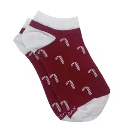 Mint & Oak Women Maroon & White Patterned Ankle Length Socks image 2