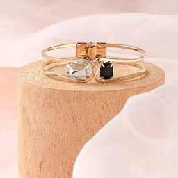 SOHI Women Gold-Toned & White Gold-Plated Cuff Bracelet-image-99