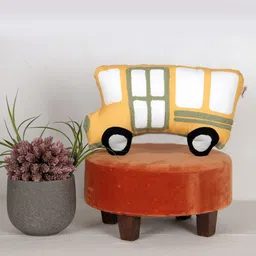 Sivya Kids Yellow Printed Bus Shaped Cushion Pillow-picture-33