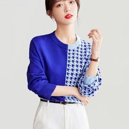 JC Collection Geometric Printed Round Neck Pullover Sweater-picture-8