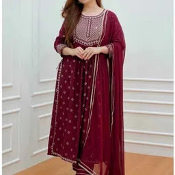 chaavi feb Women Viscose Rayon Kurta Pant Attached Dupatta Set-picture-17