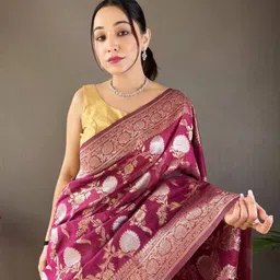 neel fashion Self Design Banarasi Silk Blend Saree-picture-32