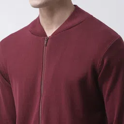 Club York Men Maroon & White Front-Open Acrylic Sweater image 2