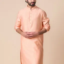 Tasva Woven design Mandarin collar Kurta with Churidar image 2