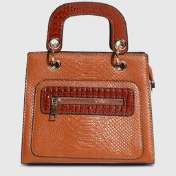 HAUTE SAUCE by Campus Sutra Animal Textured Structured Handheld Bag image 5