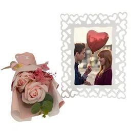 Art Street Pink & White Valentine Photo Frame With 3 Roses image 4