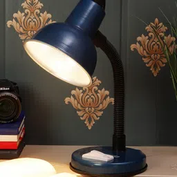 MFD HOME FURNISHING Blue Solid Traditional Study Lamp image 4