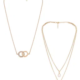 Zaveri Pearls Gold-Toned & White Gold-Plated Layered Chain image 2