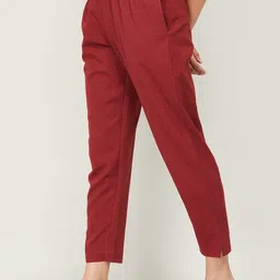 Melange by Lifestyle Women Maroon High-Rise Trousers image 3