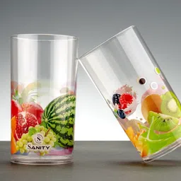 peyton (Pack of 6) CLASSIC PRINTED PLASTIC GLASS Glass Set Water/Juice Glass image 2