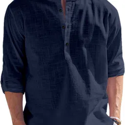 lirmo Men Solid Cotton Blend Straight Kurta image 1