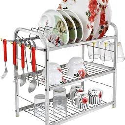 amazemzone Dish Drainer Kitchen Rack kitchen rack |stainless steel kitchen rack 18x18 inch|Dish rack | Latest kitchen rack |wall mount rack| Steel-picture-15