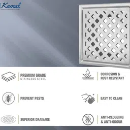 kamal Floor Stainless Steel Push Down Strainer image 2
