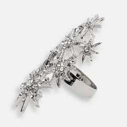 SOHI White & Silver-Plated Artificial Stones-Studded Finger Ring image 2