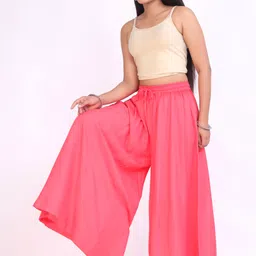 hbcloths Women Comfort Fit Pink Viscose Rayon Trousers image 4