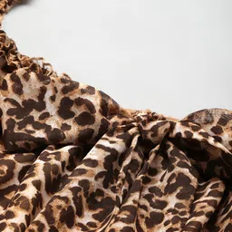 theRebelinme Plus Size Beige & Coffee Brown Animal Print Georgette Longline Top image 2