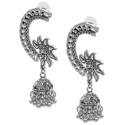 Shining Jewel - By Shivansh Silver Plated Contemporary Jhumkas image 2