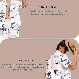leriya fashion Men Night Suit Set White Printed image 4