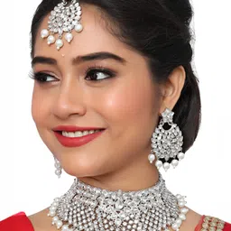 vatsalya creation Alloy Gold-plated White Jewel Set-picture-23