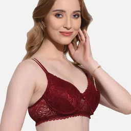 FIMS Floral Lace Full Coverage Underwired Lightly Padded Bra image 2