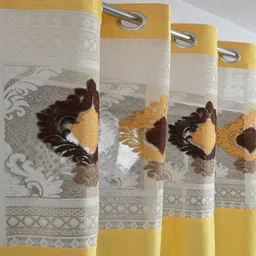 Homefab India Yellow & White Set of 2 Sheer Door Curtain image 4
