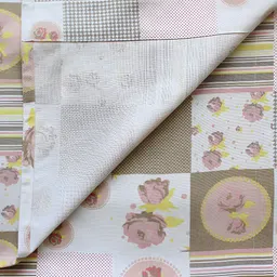 Airwill Beige & White 2 Pcs Floral Room Darkening Cotton Long Door Curtain image 2