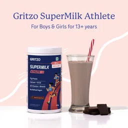gritzo SuperMilk Athlete (13+y Boy & Girl ), 17g Protein Powder, Double Chocolate image 2