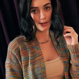 Berrylush Self Designed Open Front Sweater image 2