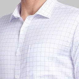 Park Avenue Men Blue Grid Tattersall Checks Opaque Checked Formal Shirt image 4