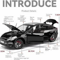 navrangifashion Navrangi 1:24 Scale Tesla Model 3 Metal Alloy Die-Cast Pull Back Openable Doors image 2