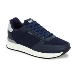 HRX by Hrithik Roshan Men Navy Blue & White Heritage  Textured Mesh Sneakers image 2