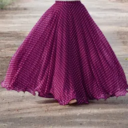 Women Polka Print Flared Purple, White Skirt-image-0