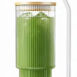 shipplier Elegant Iced Coffee Glass with Bamboo Lid & Straw – Smoothie Glass Tumbler-picture-42