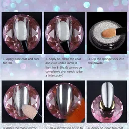 nailwind Chrome Nail Powder Set, Gold, Silver,Coper,Pink Reflective Glitter Metallic image 2