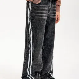 LULU & SKY Boys Straight Fit High-Rise Mildly Distressed Heavy Fade Jeans image 2