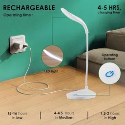 kanvika 3-in-1 Rechargeable LED Table Lamp/ 3 Stage Dimming/ Night Lamp/ Study Lamp image 5