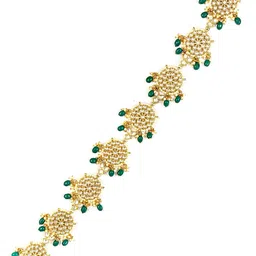 KARATCART Gold-Plated & White Kundan Studded & Beaded Head Chain image 3