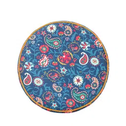 Chumbak Bohemian Blue & Pink Paisley Printed Ottoman image 5