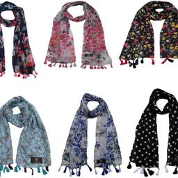 letz dezine Printed Chiffon Women Multicolor Scarf, Stole-picture-37