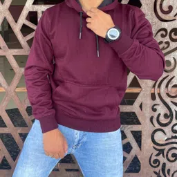 we perfect Men Full Sleeve Solid Hooded Sweatshirt image 3