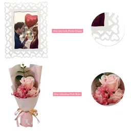 Art Street Pink & White Valentine Photo Frame With 3 Roses image 3