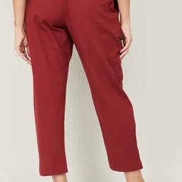 Melange by Lifestyle Women Maroon High-Rise Trousers image 2