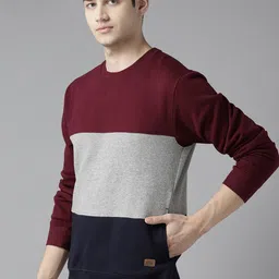roadster Men 3/4th Sleeve Color Block Sweatshirt image 3