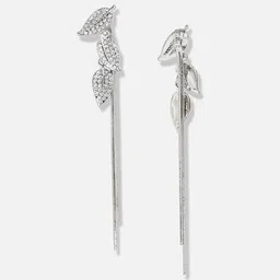 SOHI Silver-Plated Leaf-shaped Drop Earrings image 4