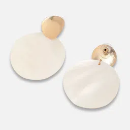 SOHI Gold-Plated White Contemporary Drop Earrings image 3