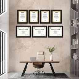 parmarprinters A4 Certificate Frames,Photo Frame For Wall Black Frame Set of 7 (Black-A4 Frame) 8.12 inch wodden-picture-31