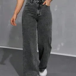 p.x.5 Women Loose Fit Mid Rise Black Jeans-picture-10