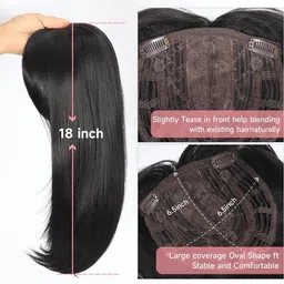 getvock 3 Clip Topper, piece/ Extensions for Women (Black Color) Hair Extension image 4